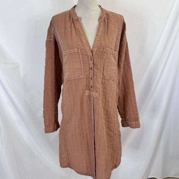 Anthropologie Pilcro Seersucker
Tunic Top Button down Dark
Orange LARGE Gauzy - Picture 2 of 7